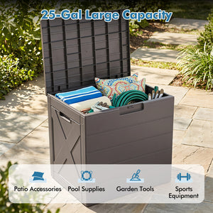 25 Gallon Storage Bin with Lid Carry Handles and Lock Hole for Patio Furniture Accessories-Gray view 7