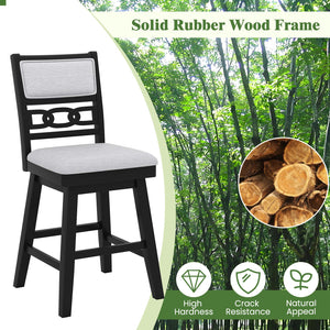 25 Inch Bar Stools Set of 2 with Upholstered Backrest and 360° Rotation Seat-Black view 5