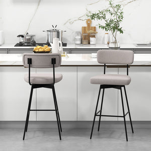 29 Inch Counter Height Upholstered Swivel Bar Stool Set of 2-beige view 3