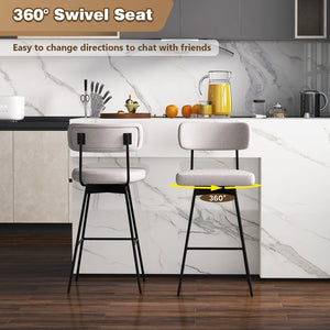 29 Inch Counter Height Upholstered Swivel Bar Stool Set of 2-beige view 7