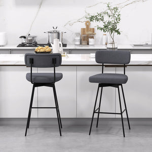 29 Inch Counter Height Upholstered Swivel Bar Stool Set of 2-Gray view 2