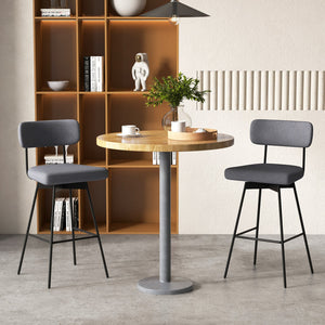 29 Inch Counter Height Upholstered Swivel Bar Stool Set of 2-Gray view 3
