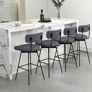 29 Inch Counter Height Upholstered Swivel Bar Stool Set of 2-Gray view 9