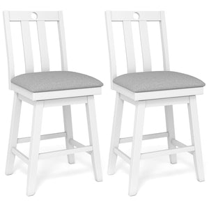 25 Inch Modern Bar Stools Set of 2 with Upholstered and 360° Rotation Seat-White