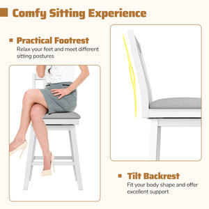 25 Inch Modern Bar Stools Set of 2 with Upholstered and 360° Rotation Seat-White view 6