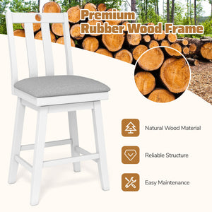 25 Inch Modern Bar Stools Set of 2 with Upholstered and 360° Rotation Seat-White view 7
