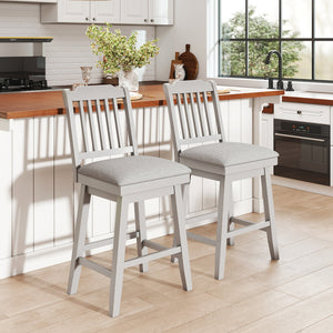 25 inch Modern Bar Stools Set of 2 with Upholstered Swivel Seat-Gray view 2