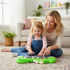 25-Key Kids Piano Keyboard Dinosaur Shape Toy Digital Piano with Built-in Music & Light-Green view 3