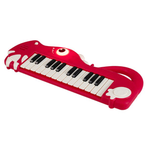 25-Key Kids Piano Keyboard Dinosaur Shape Toy Digital Piano with Built-in Music & Light-Red