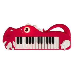 25-Key Kids Piano Keyboard Dinosaur Shape Toy Digital Piano with Built-in Music & Light-Red view 4