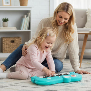 25-Key Kids Piano Keyboard Elephant Shape Toy Digital Piano with Built-in Music and Light-Blue view 3