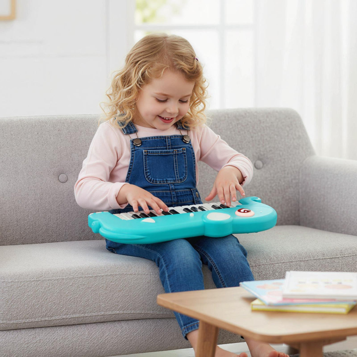 25-Key Kids Piano Keyboard Elephant Shape Toy Digital Piano with Built-in Music and Light-Blue view 8