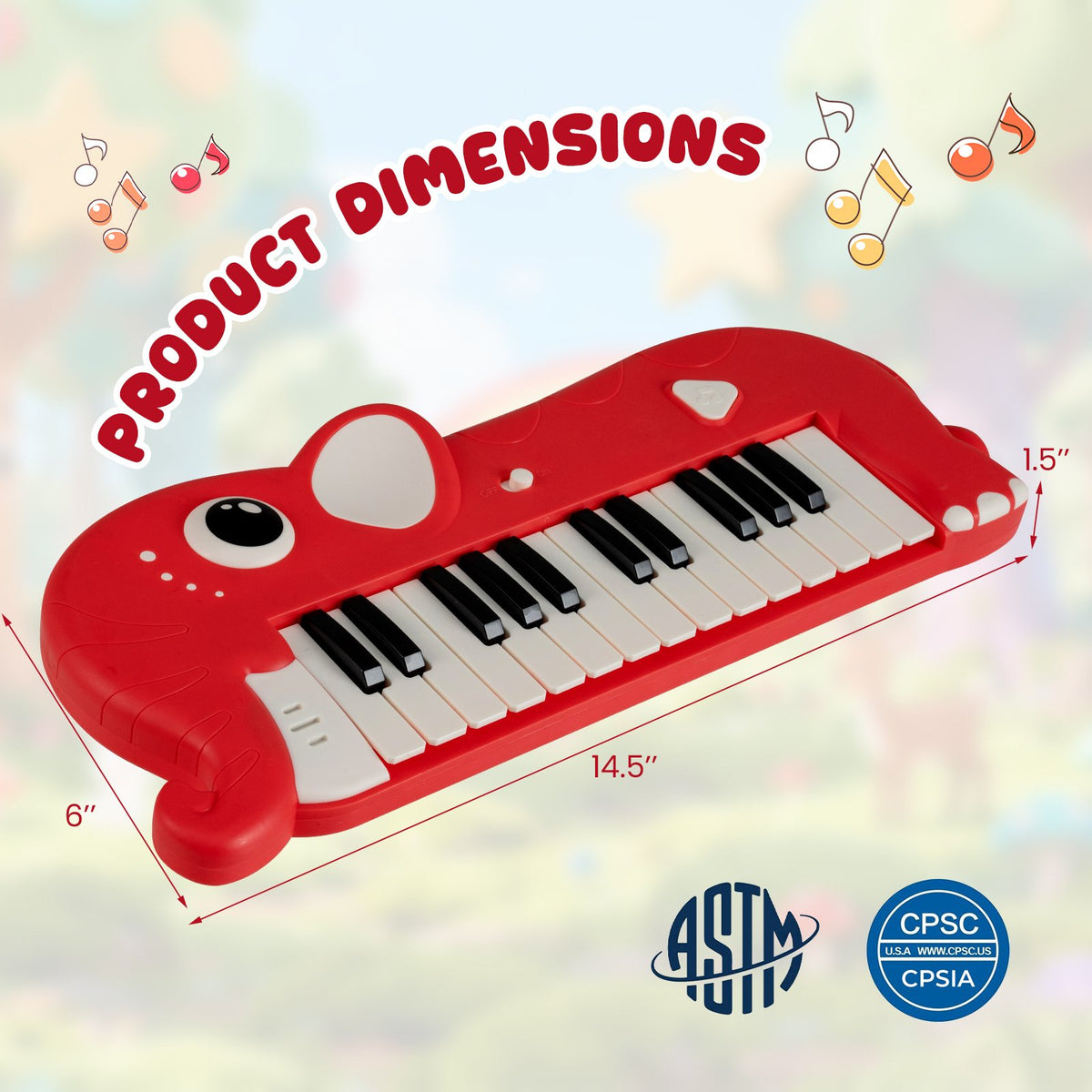 25-Key Kids Piano Keyboard Elephant Shape Toy Digital Piano with Built-in Music and Light-Red view 5