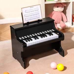 25 Keys Kids Piano Keyboard with Adjustable Speed and Teaching Mode-Black view 2