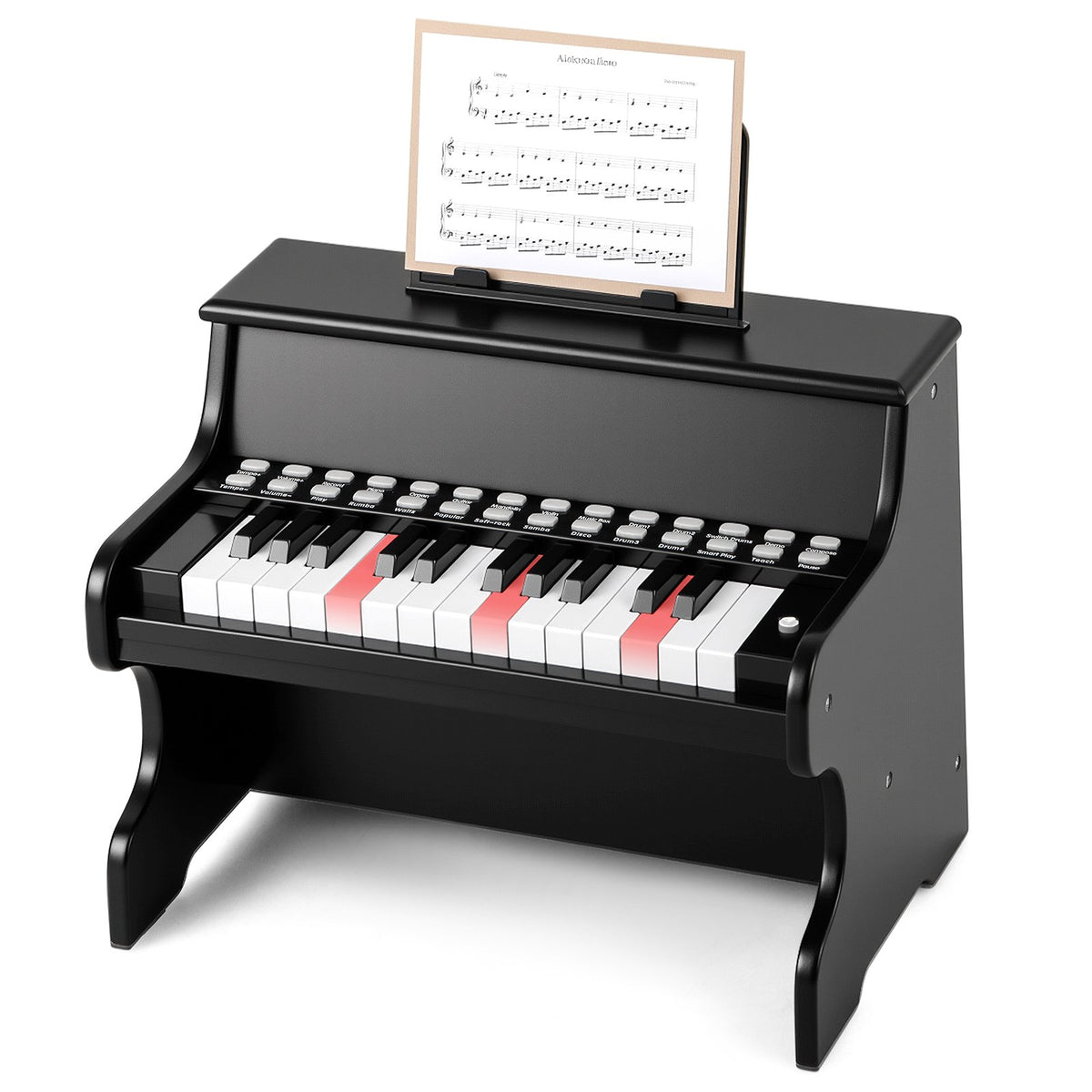 25 Keys Kids Piano Keyboard with Adjustable Speed and Teaching Mode-Black view 4