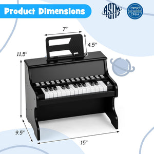 25 Keys Kids Piano Keyboard with Adjustable Speed and Teaching Mode-Black view 5