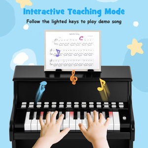 25 Keys Kids Piano Keyboard with Adjustable Speed and Teaching Mode-Black view 7