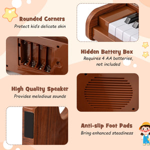 25 Keys Kids Piano Keyboard with Adjustable Speed and Teaching Mode-Brown view 9