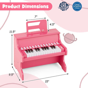 25 Keys Kids Piano Keyboard with Adjustable Speed and Teaching Mode-Pink view 4