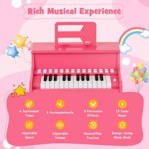 25 Keys Kids Piano Keyboard with Adjustable Speed and Teaching Mode-Pink view 5