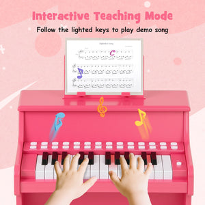 25 Keys Kids Piano Keyboard with Adjustable Speed and Teaching Mode-Pink view 6