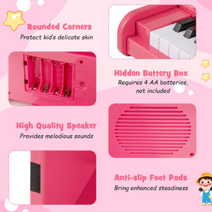 25 Keys Kids Piano Keyboard with Adjustable Speed and Teaching Mode-Pink view 9