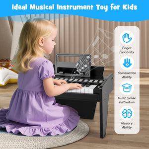 25 Keys Kids Piano Keyboard with Adjustable Speed and Volume-Black view 8