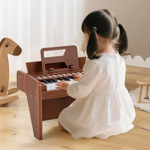 25 Keys Kids Piano Keyboard with Adjustable Speed and Volume-Brown view 3