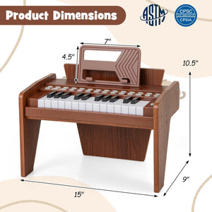 25 Keys Kids Piano Keyboard with Adjustable Speed and Volume-Brown view 4
