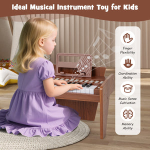 25 Keys Kids Piano Keyboard with Adjustable Speed and Volume-Brown view 8