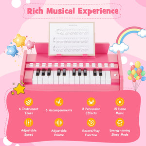 25 Keys Kids Piano Keyboard with Adjustable Speed and Volume-Pink view 5