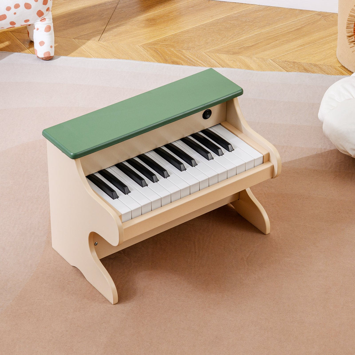 25 Keys Kids Piano Keyboard Wooden Digital Piano Toy with Removable Music Stand-Green view 3