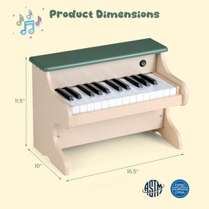 25 Keys Kids Piano Keyboard Wooden Digital Piano Toy with Removable Music Stand-Green view 4
