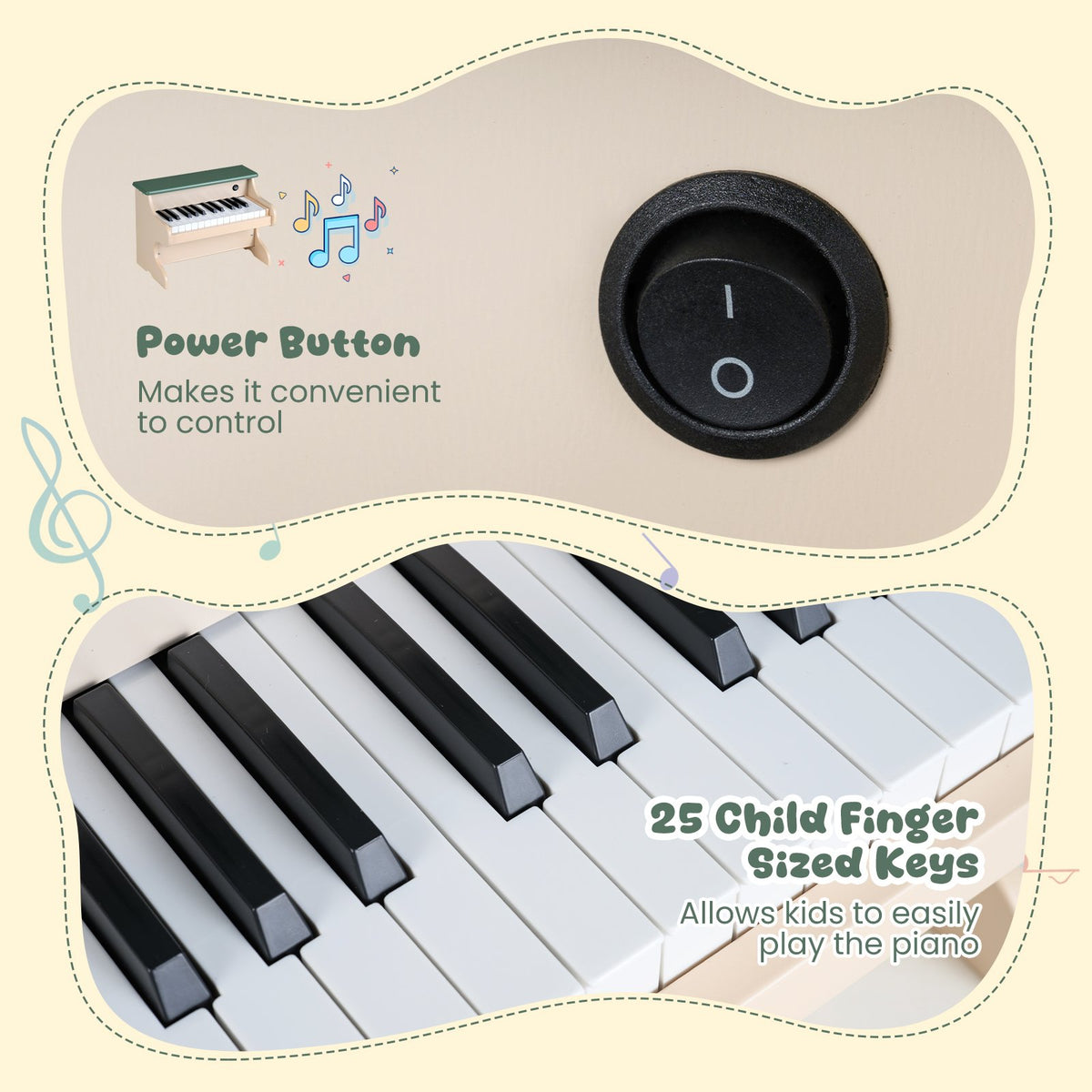 25 Keys Kids Piano Keyboard Wooden Digital Piano Toy with Removable Music Stand-Green view 8