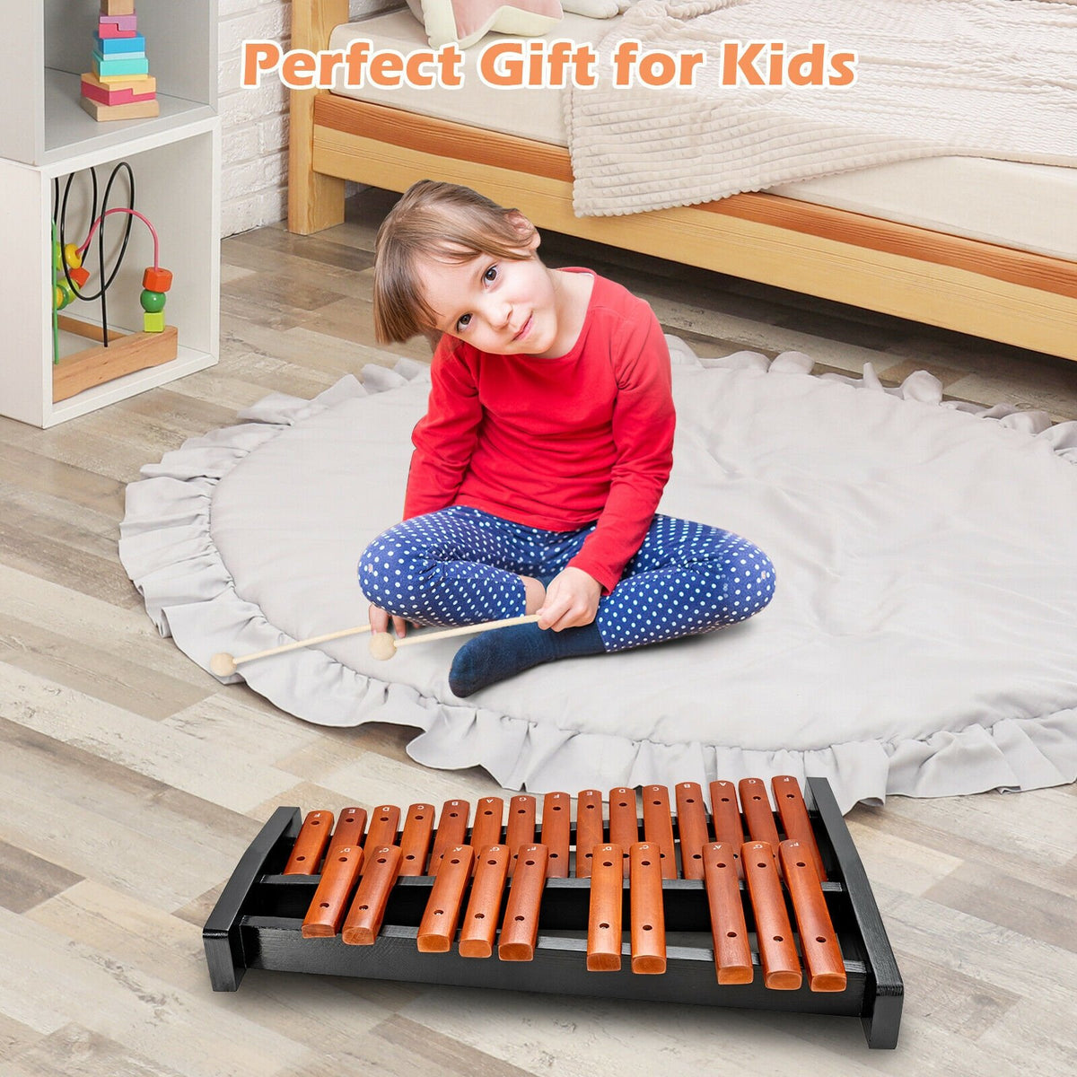 25 Notes Xylophone Wooden Percussion Educational Instrument with 2 Mallets view 3