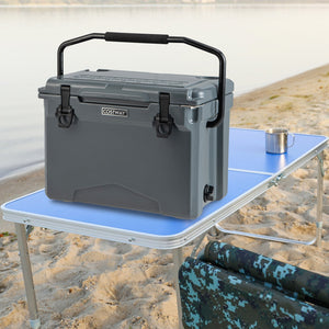 25 QT Hard Cooler with Aluminum Handle and Integrated Cup Holders-Gray view 2