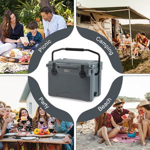 25 QT Hard Cooler with Aluminum Handle and Integrated Cup Holders-Gray view 9