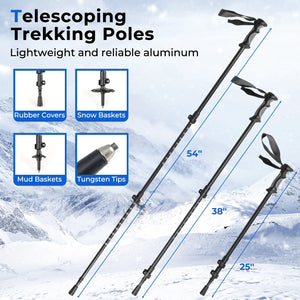 25” Snowshoes with Trekking Poles-Black view 3