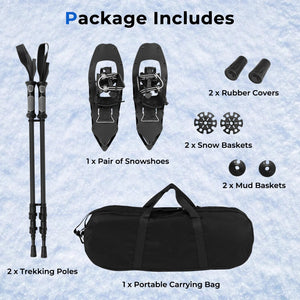 25” Snowshoes with Trekking Poles-Black view 4