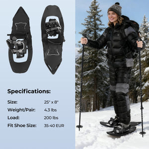 25” Snowshoes with Trekking Poles-Black view 5