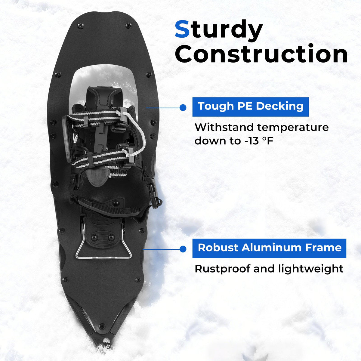 25” Snowshoes with Trekking Poles-Black view 6