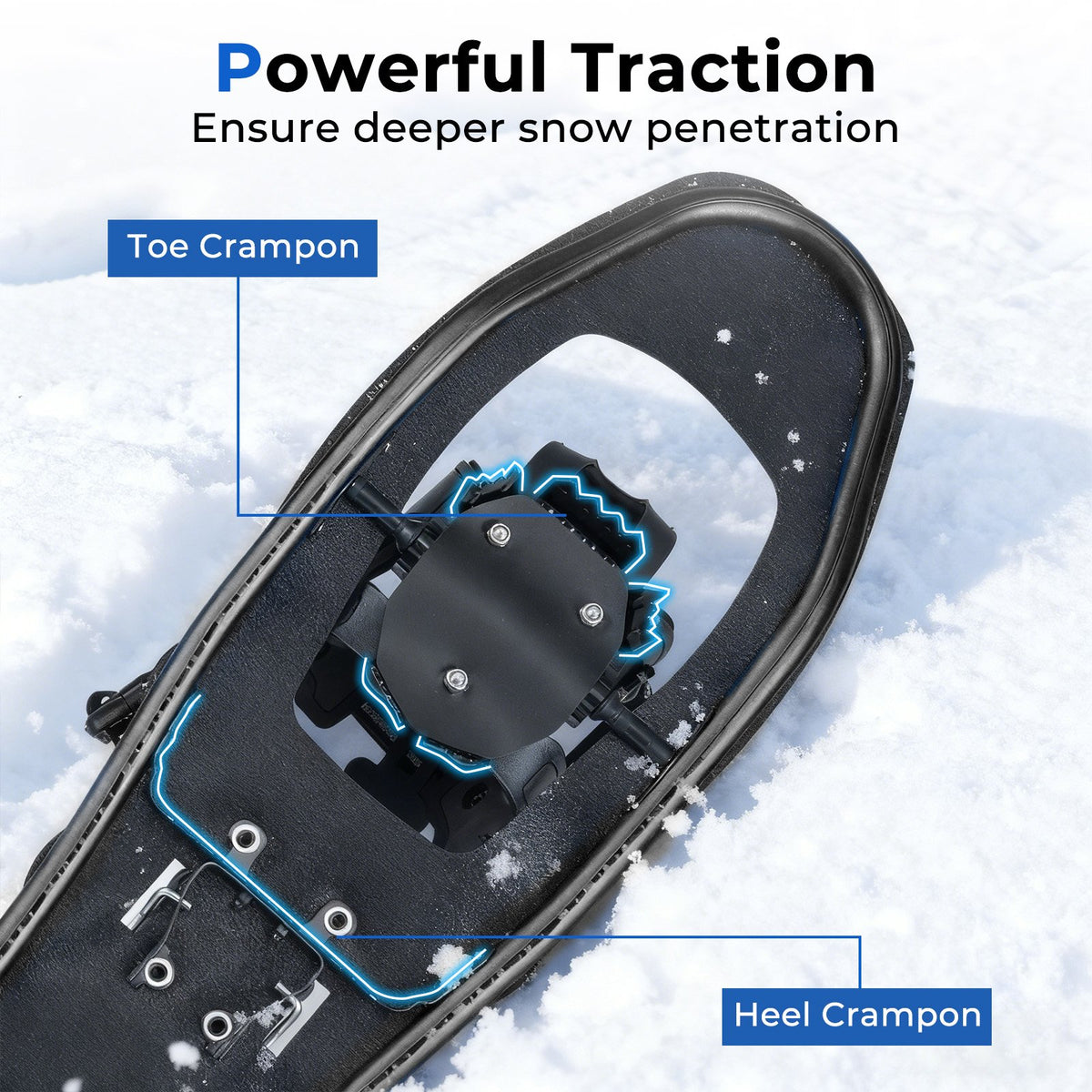 25” Snowshoes with Trekking Poles-Black view 7