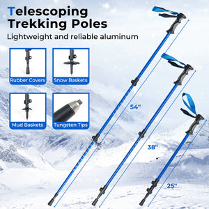25” Snowshoes with Trekking Poles-Blue view 3