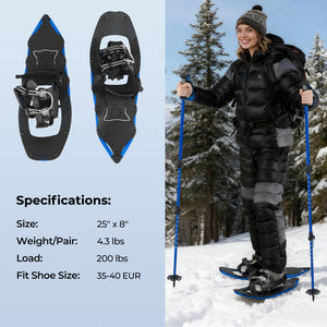 25” Snowshoes with Trekking Poles-Blue view 5