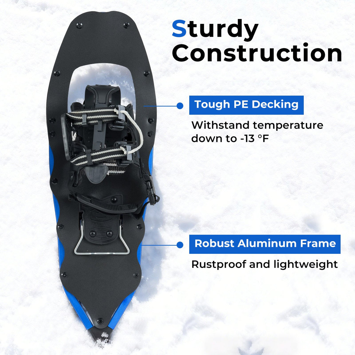 25” Snowshoes with Trekking Poles-Blue view 6