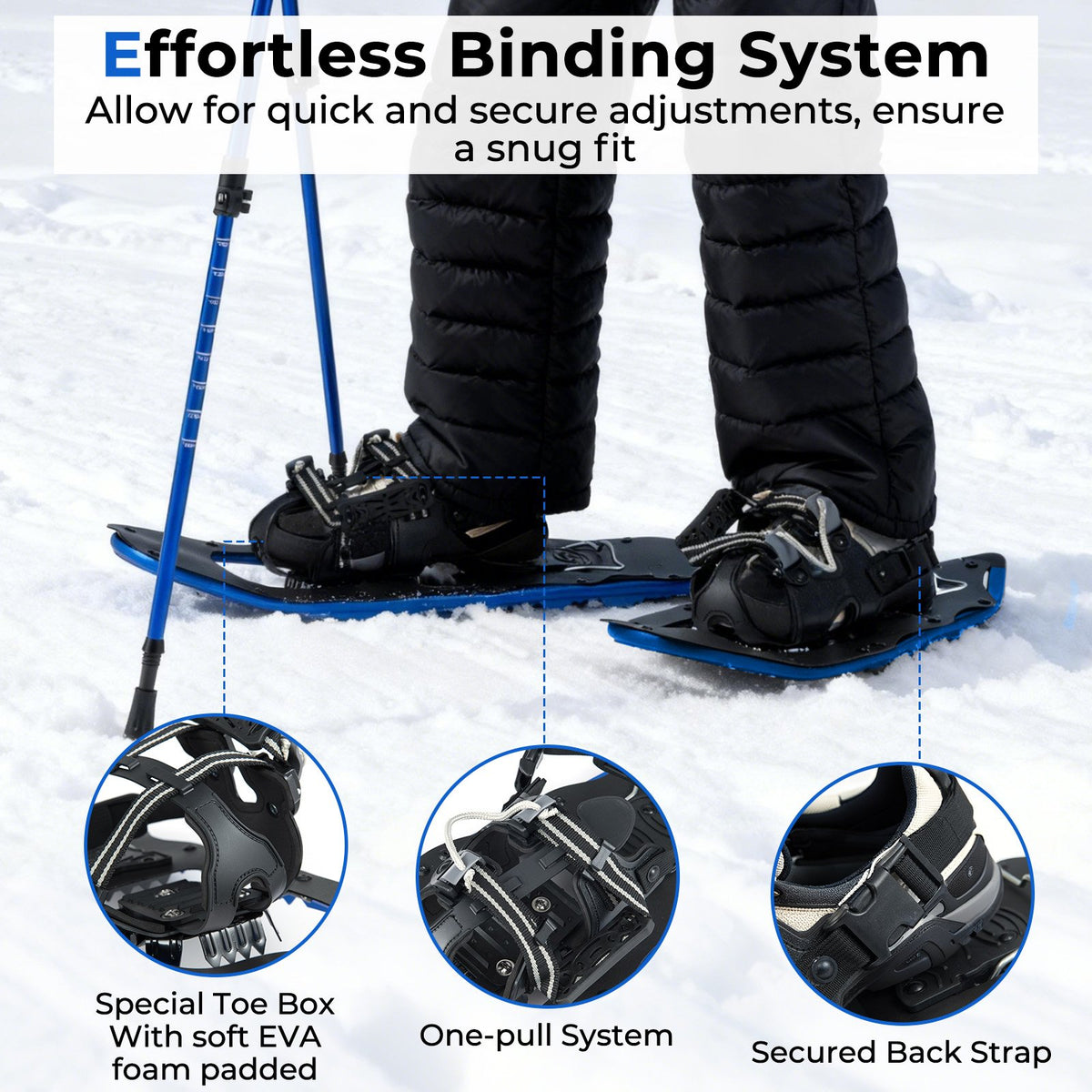 25” Snowshoes with Trekking Poles-Blue view 9