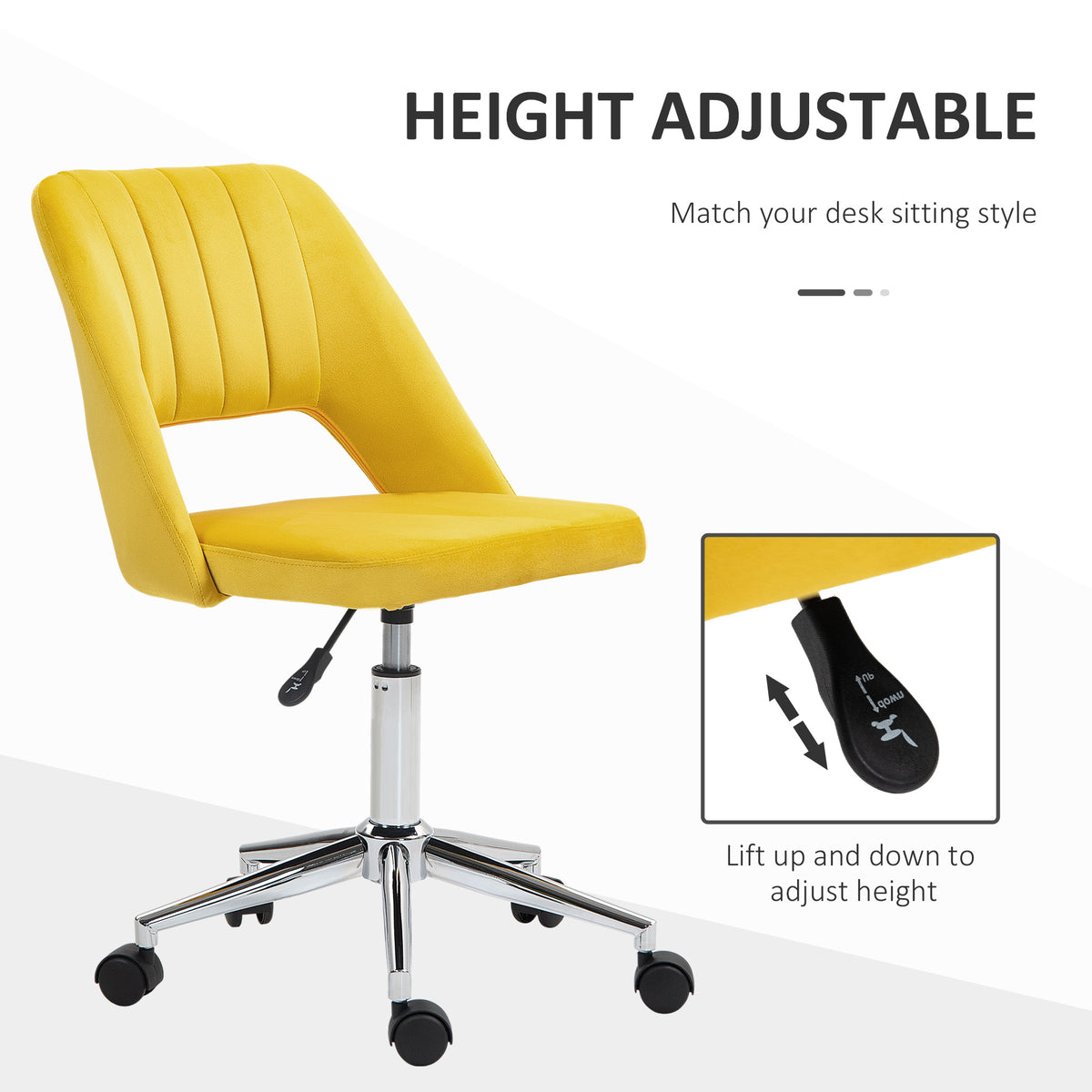Mid Back Office Chair Velvet Fabric Swivel Scallop Shape Computer Desk Chair, Green – view 24