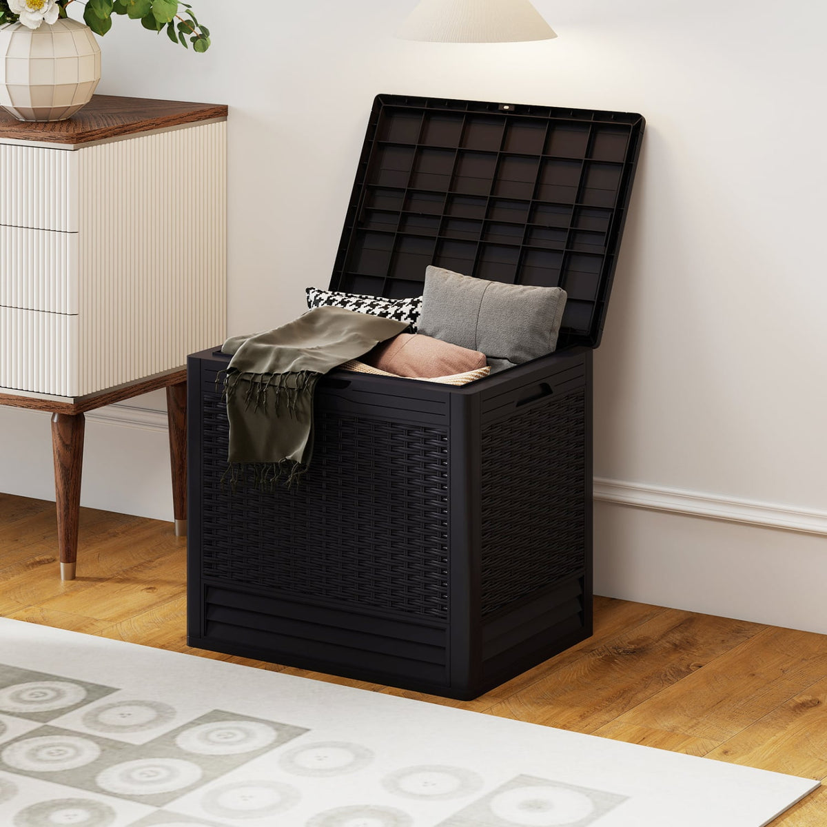 25 Gallon Outdoor Storage Box with Rattan Patterns-Brown view 3