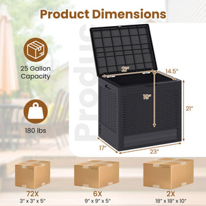 25 Gallon Outdoor Storage Box with Rattan Patterns-Brown view 5