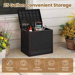 25 Gallon Outdoor Storage Box with Rattan Patterns-Brown view 8
